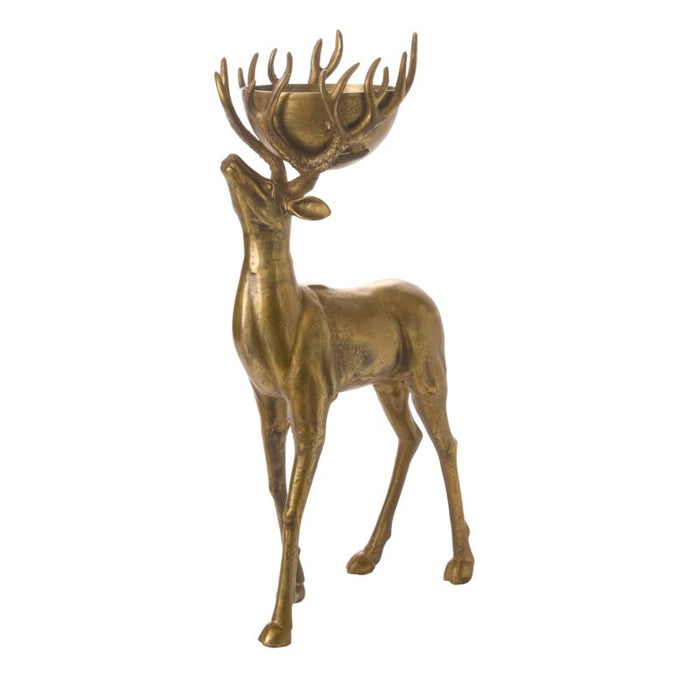 37.5 in Standing Deer Bowl - Antique Gold