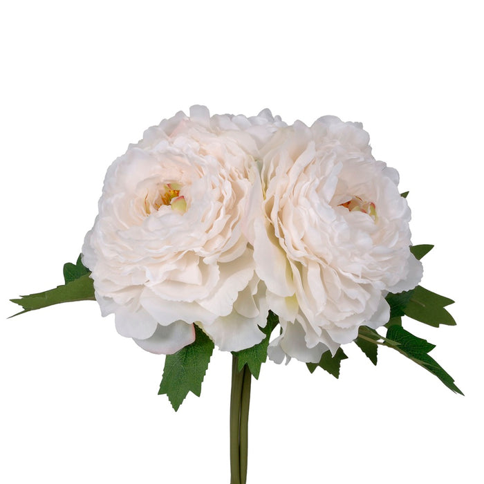 11"L Polyester Peony Bundle - Cream/Ivory