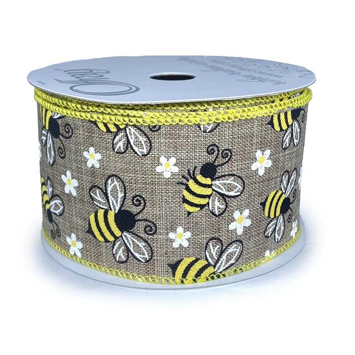 #40 Wired Hunny Bee Ribbon - Natural