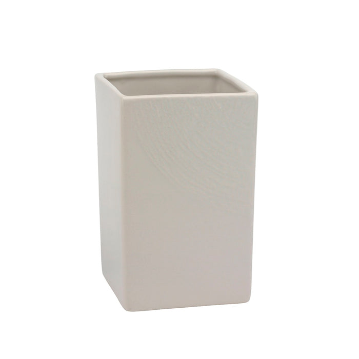 4 in Square Ceramic Pot w/Texture - White