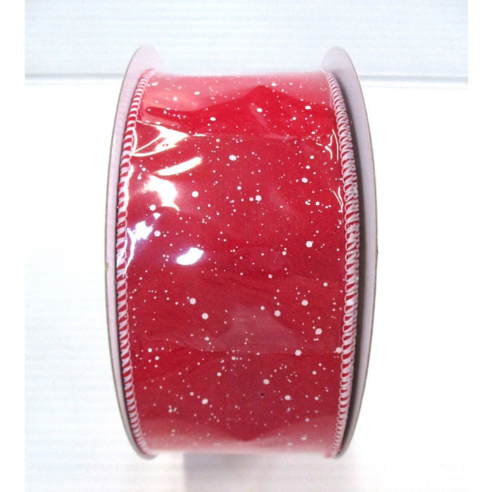 2.5" Felt Snow Fleck Ribbon - Red