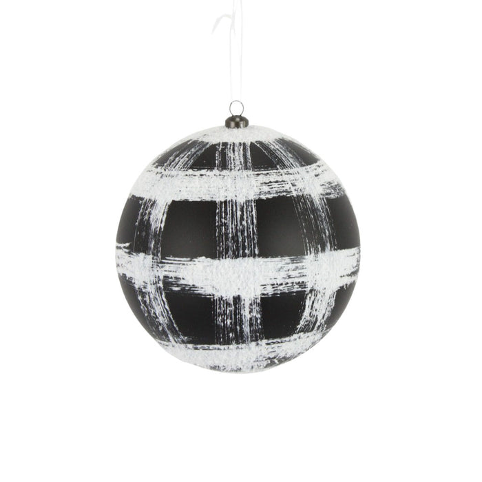 150 Mm Ball w/Snow Ornament - Black/White