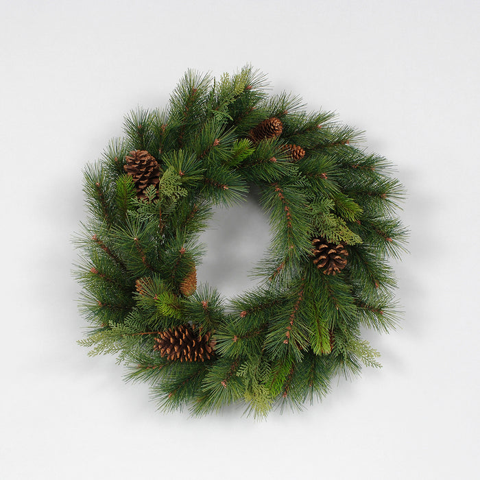 24" Vinyl/Pe Pine/Cedar/Pinecone Wreath