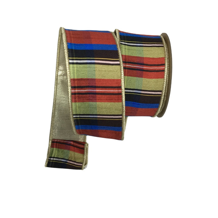 2.5 in Dupion Plaid Ribbon - Multicolor