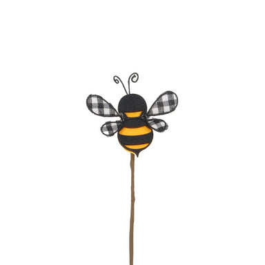 15 in Felt/Fabric/Wood Bee Spray - Black/Yellow/White