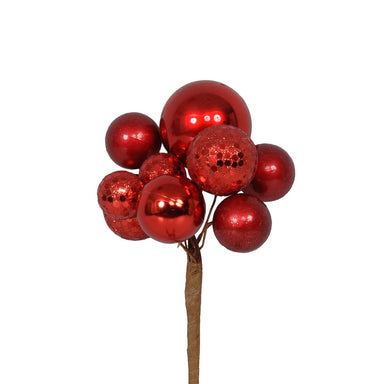 7" Glitter/Sequin Metallic Mixed Ball Pick - Red