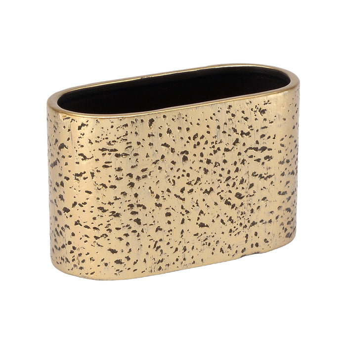 6 3/8 in. Ceramic Oval Planter - Gold