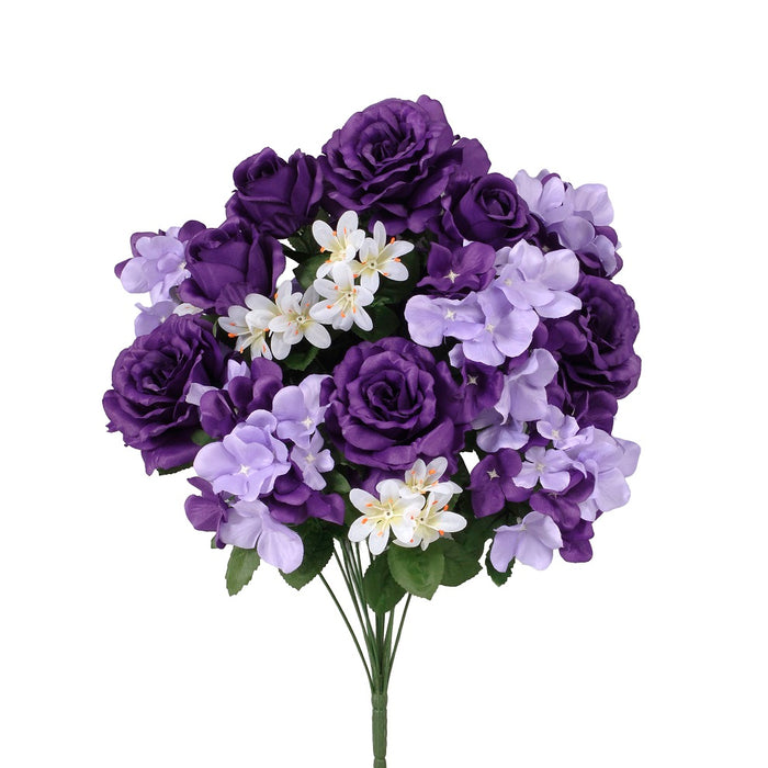 Polyester Rose/Hydrangea Bush - Purple
