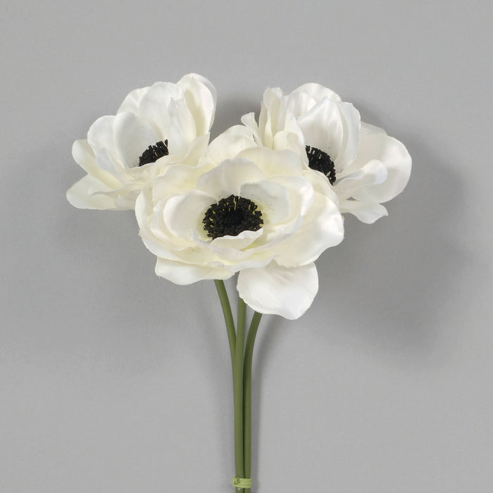 17 1/2" Polyester Mini Anemone Bundle - Cream