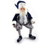 31" Sitting Velvet Check Santa - Blue/Grey