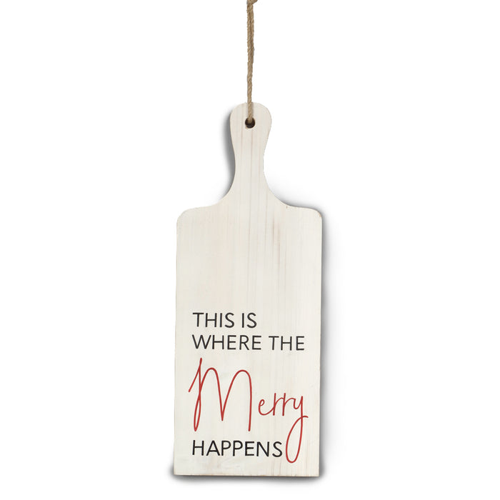 Wood Cutting Board Wall Sign - White