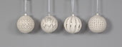 Glass Ball Ornament w/White Wash & Hanger - White/Silver