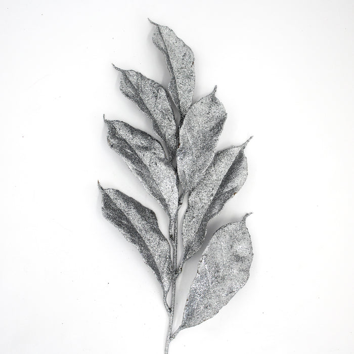 Glitter Magnolia Leaf Spray