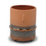 Cylinder Pot w/Glaze Design On Bottom - Terracotta/Blue
