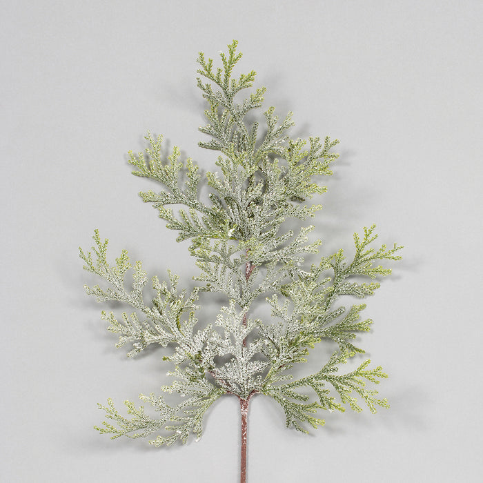 Frosted/Glittered Cedar Spray Frost Green