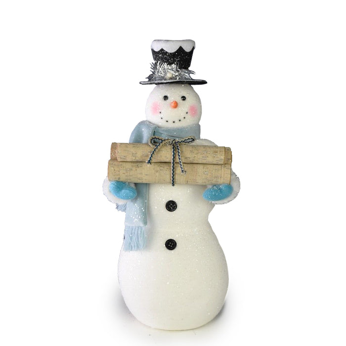 Snowman w/Twig Décor - White/Blue