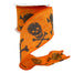 2.5" Skull Head Ribbon - Orange & Black