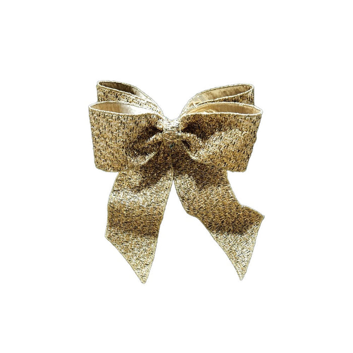 15 in Sequin Tweed Bow Ornament - Gold
