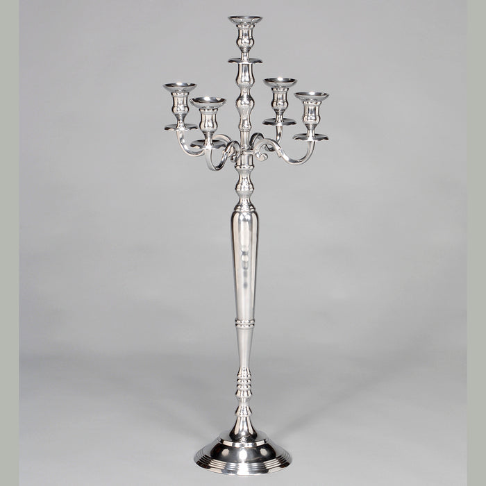 Shiny Aluminum 5 Arm Candelabra