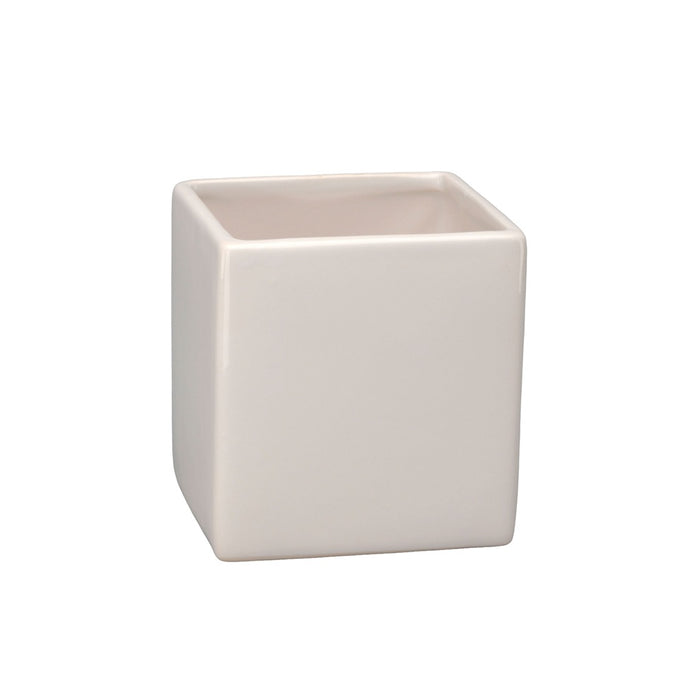 3 3/4" Ceramic Cube - White