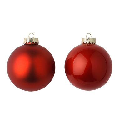 100 Mm Shiny/Matte Ball Ornament - Red
