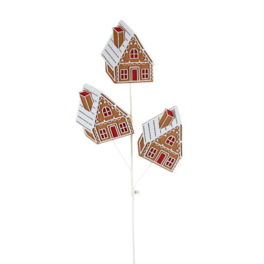 25.5 in Gingerbread House Spray - Ginger/Red/White