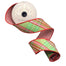 2.5 in Faux Dupion North Pole Ribbon w/Plaid Back - Green/Pink
