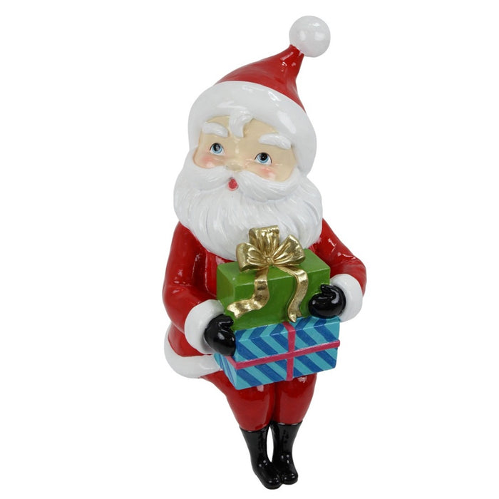 14 in Resin Sitting Mr. Santa - Red/Multi