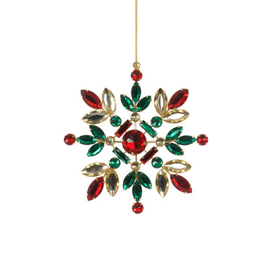 5 in Metal/Acrylic Jewel Snowflake Ornament w/Hanger - Multicolor