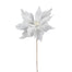 Velvet Glitter Poinsettia Stem - White