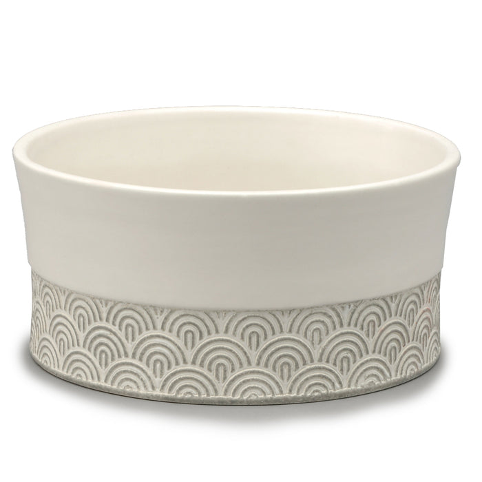 Low Bowl w/Bottom Pattern - Light Grey/White