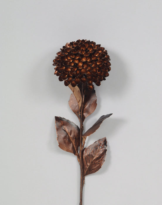 Metallic Dahlia w/Leaves - Brown