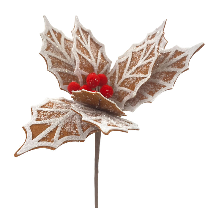 22" Frost Poinsettia Stem - Ginger/White