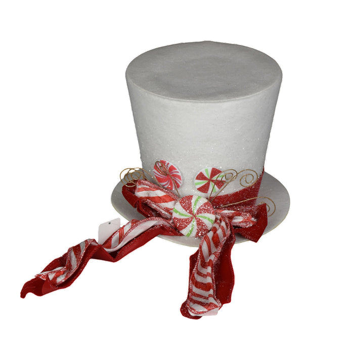Top Hat w/Bow Tree Topper - Red/White