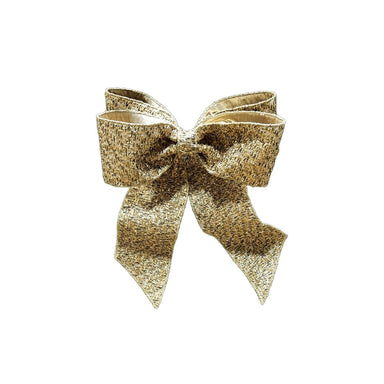 15 in Sequin Tweed Bow Ornament - Gold