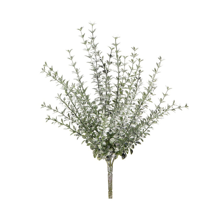 15 in Metallic Boxwood Bush - Silver/Green