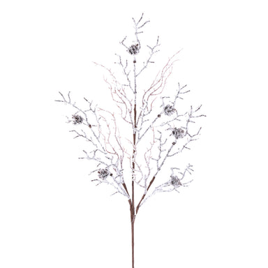 Ice Twig Pine Cone Spray - Saddle Brown/White