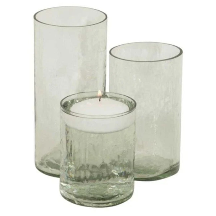Set of 3 Hammered Glass Cylinders