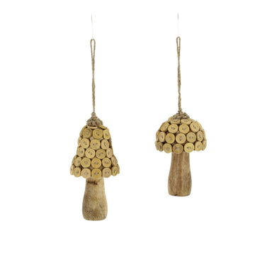 5.5 in Button Mushroom Ornament - Natural