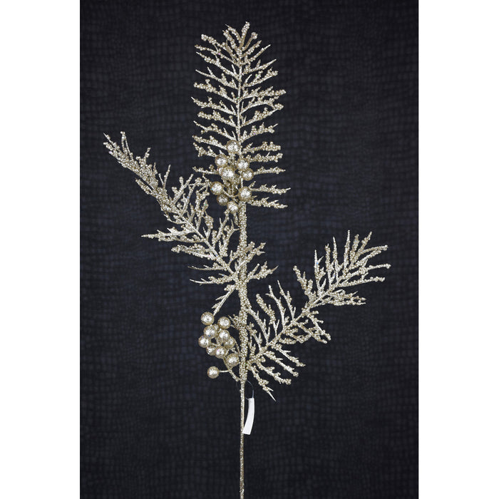 36" Glitter Pine Berry Spray - Platinum