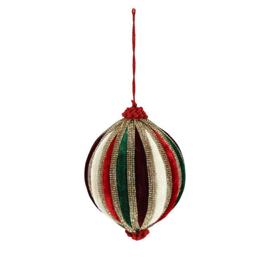 5 in Velvet Jewel Ball Ornament - Red/Green/Gold