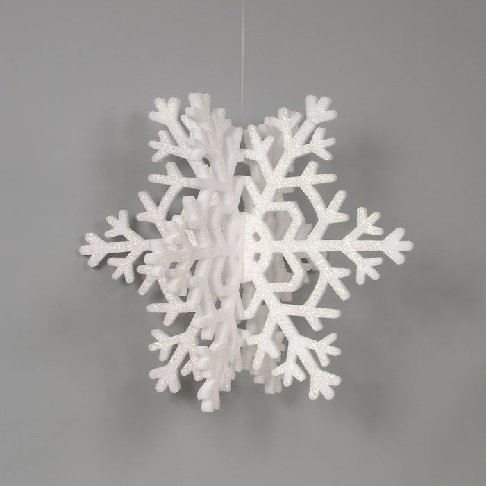 Foam 3D Snowflake Ornament w/Hanger - Snow