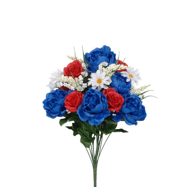 23" Peony/Rose/Daisy Bush - Red/White/Blue